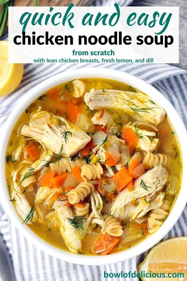 Pinterest image for chicken noodle soup.