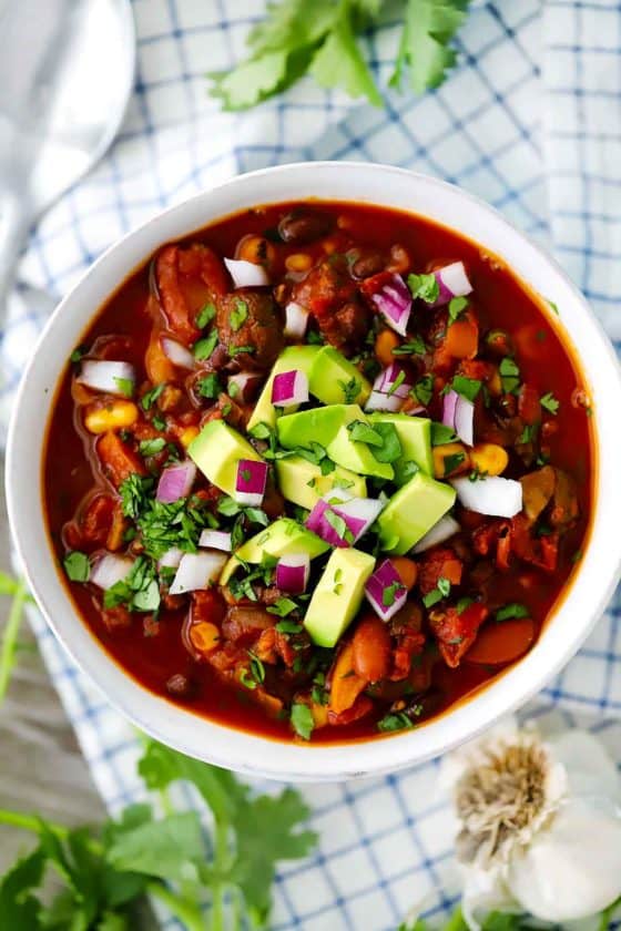 Smoky Vegetarian Chili with Beans and Mushrooms