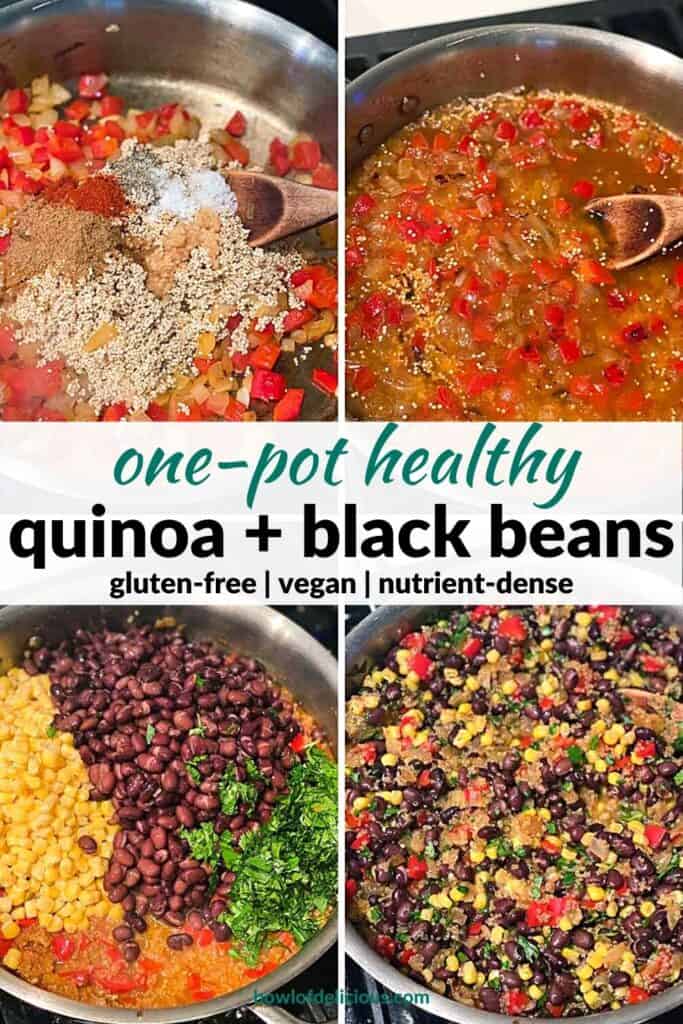 Pinterest image for black beans and quinoa.