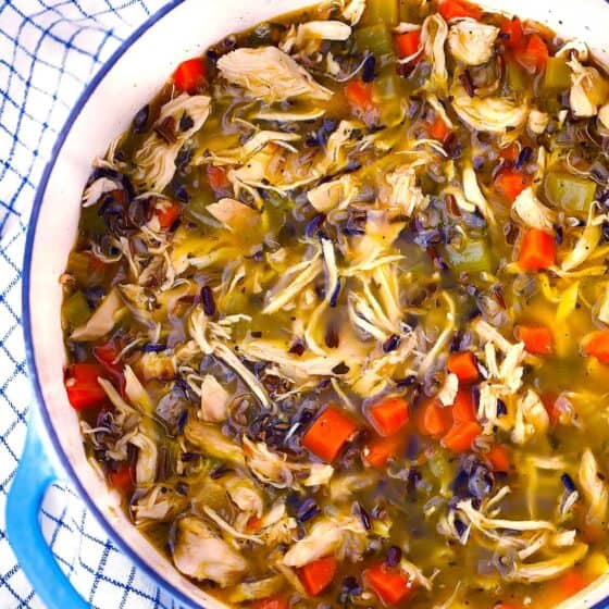 Healthy Chicken Wild Rice Soup (no cream) - Bowl of Delicious