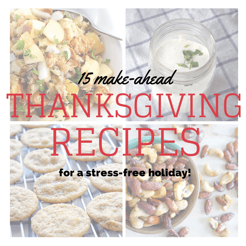 Don't stress this holiday! These 15 make-ahead (or slow cooked) appetizers, sides, and desserts can be reheated day of or served room temperature. 