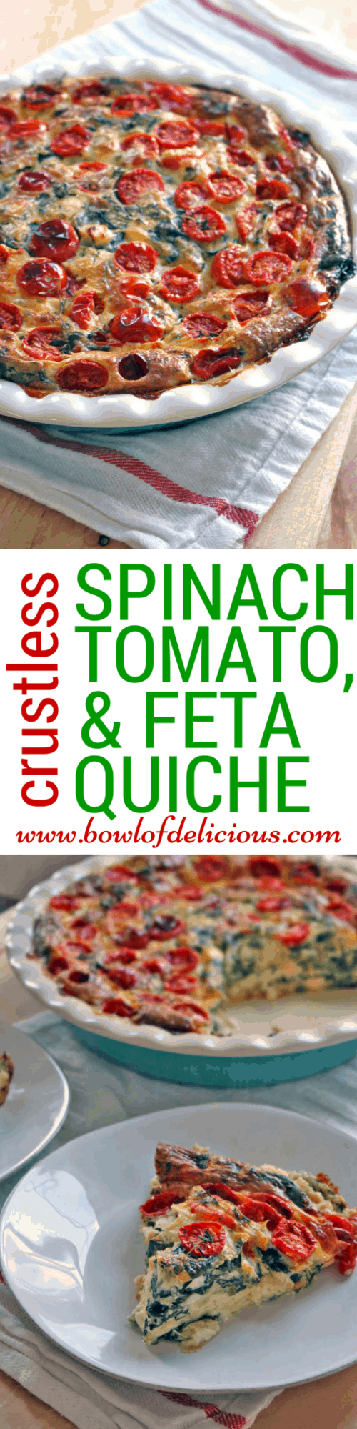 Crustless Spinach Tomato and Feta Quiche