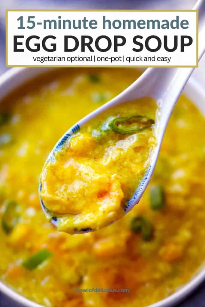 Pinterest image for homemade egg drop soup.