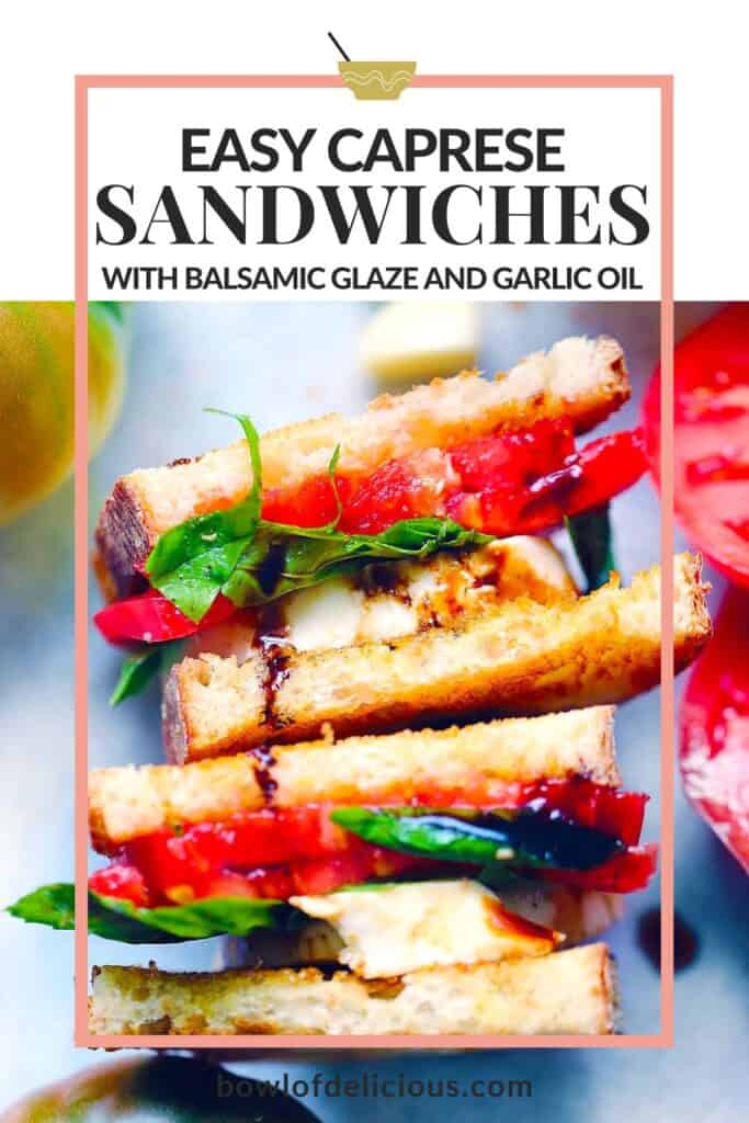 Pinterest image for Caprese Sandwiches