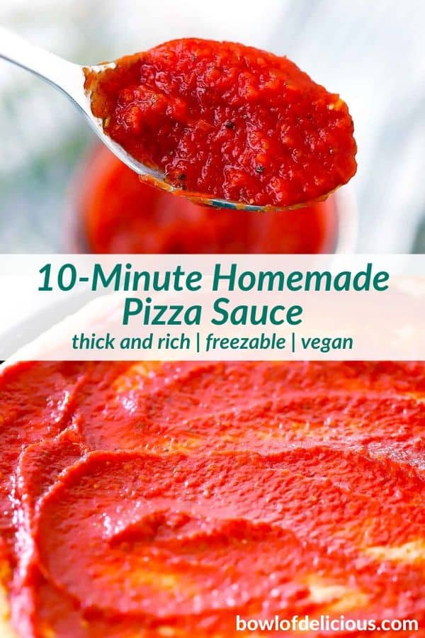Pinterest image for homemade pizza sauce.
