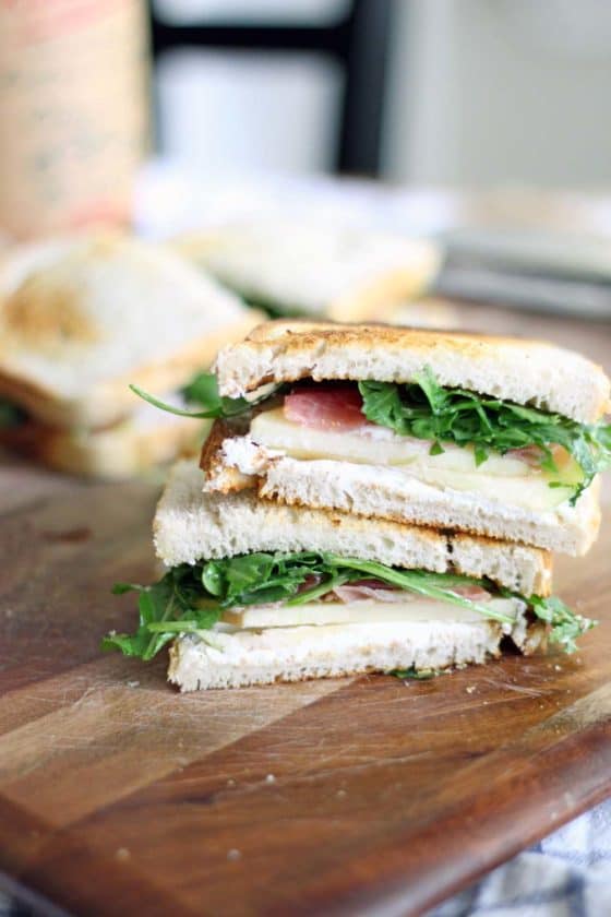 Apple and Prosciutto Sandwich with Goat Cheese and Arugula