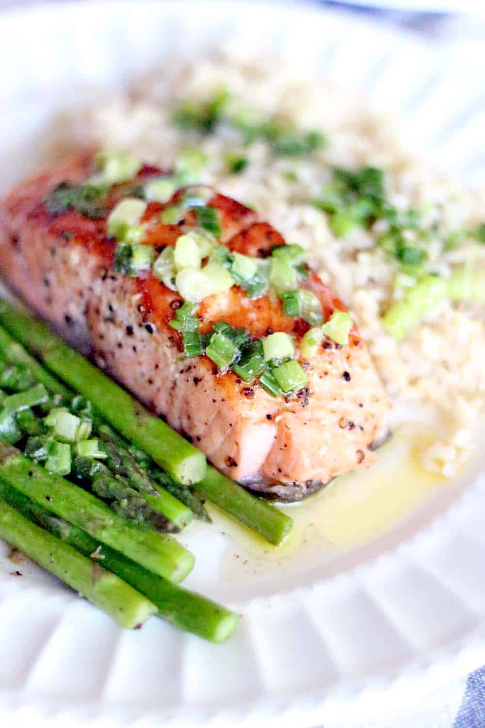 Salmon with Scallion Butter | The BEST way to eat salmon in the world, and only THREE INGREDIENTS! Takes ten minutes and it's so easy, but seems fancy.