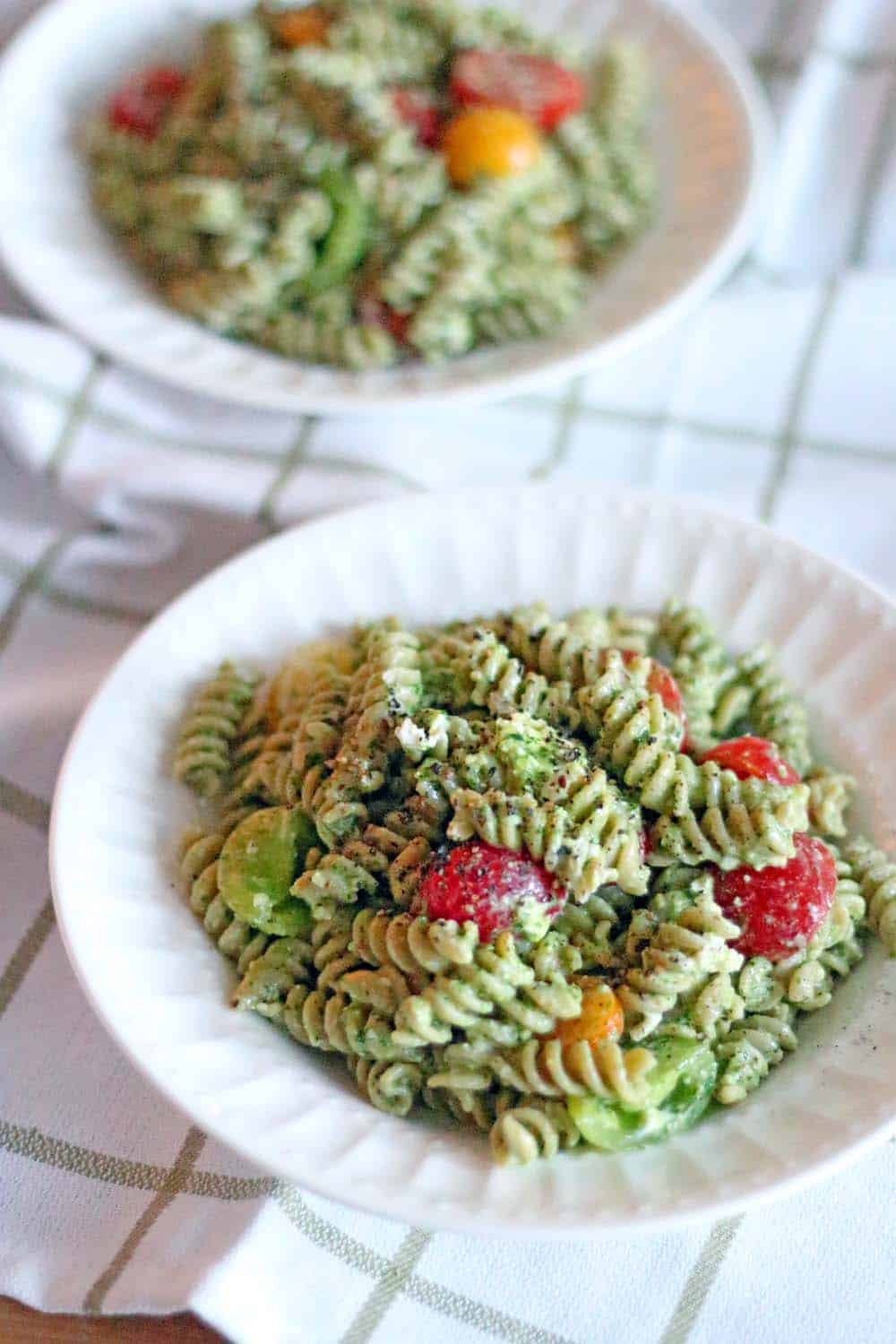 Four Ingredient Pesto Pasta Salad | All you need to make this healthy, light, and delicious pasta salad is 15 minutes and four ingredients! Great for a picnic or a summer party.