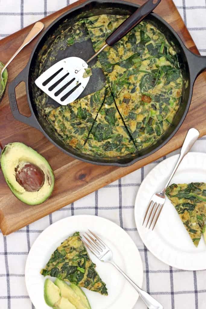 This Green Machine Zucchini and Spinach Frittata is packed with good-for-you veggies, Whole30/Paleo approved, and takes 10 minutes to make! A special trick is used to make it really quick and easy, and creamy- never dry.