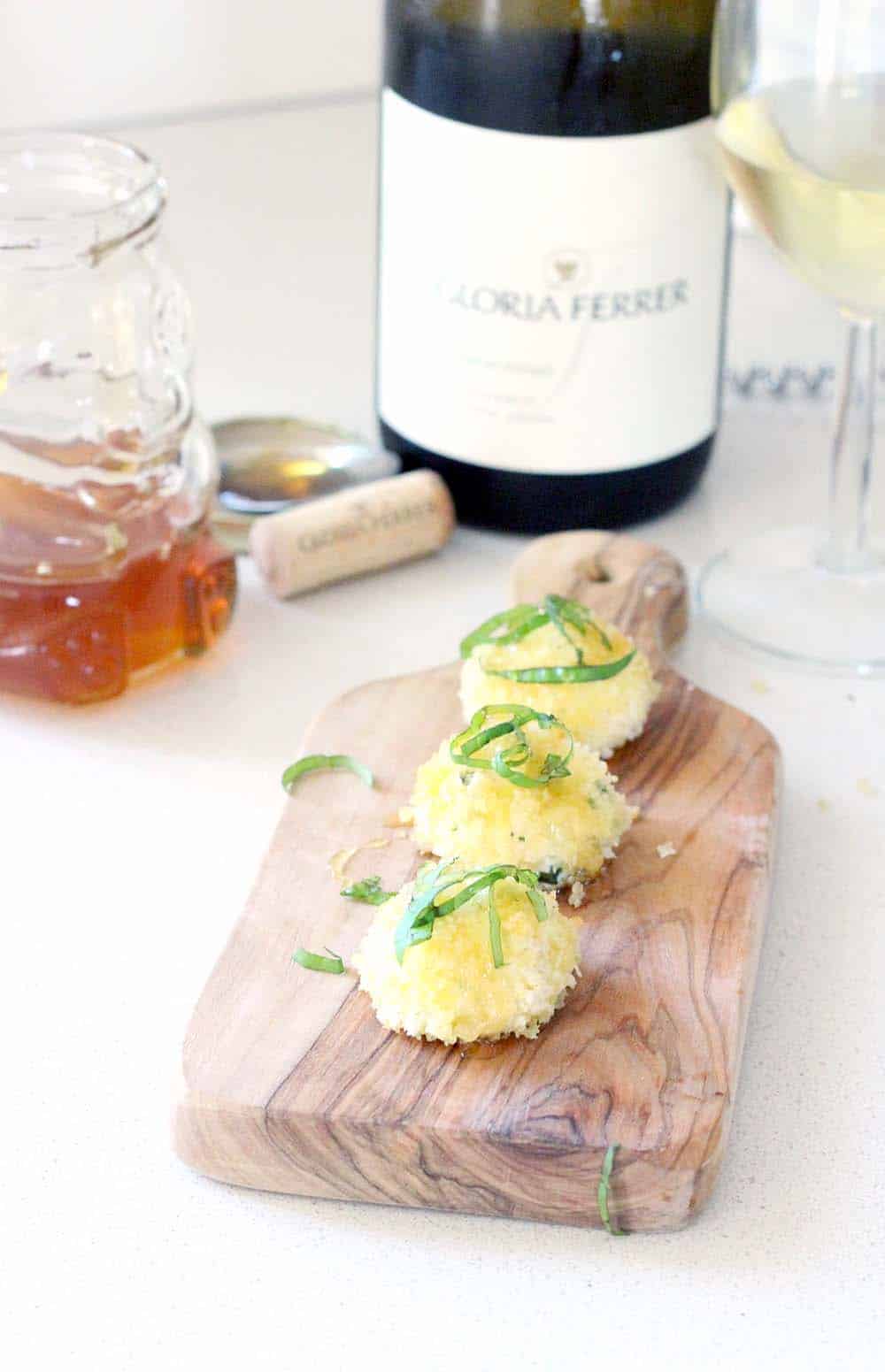Oven Baked Goat Cheese Balls with Fresh Basil and Honey Gloria Ferrer 3