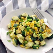 An easy, impressive, simple summer side dish with sweet corn, toasty garlic, and fresh lemon zest. Vegetarian/Vegan, gluten free, and healthy!