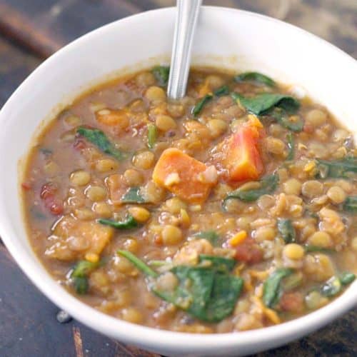 Smoky Sweet Potato, Lentil, and Spinach Stew