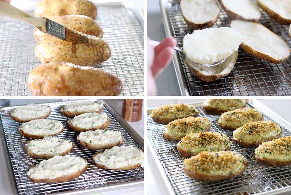 Creamy on the inside, crunchy breadcrumb topping on the outside- these are the BEST twice baked potatoes EVER! Plus, they're freezable if you assemble ahead of time or have leftovers. They're my late grandfather's famous family recipe.