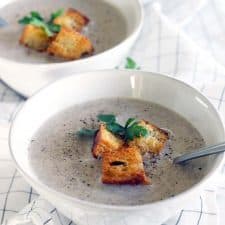This Mushroom Brie Soup is decadent, rich, earthy, creamy, and so easy to make. Browned butter makes the flavor extra deep for this one pot, vegetarian recipe.