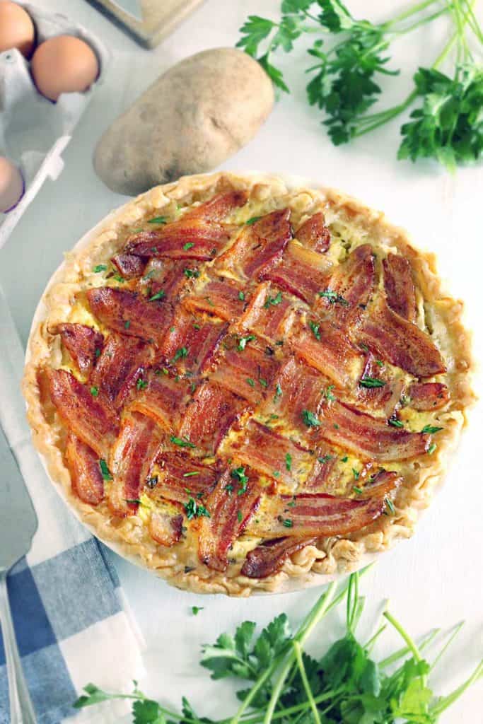 Make Ahead Breakfast Pie with Lattice Bacon Crust | Bowl ...