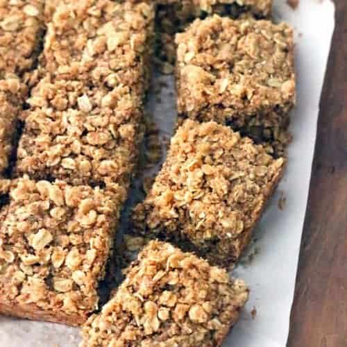 These Maple and Brown Sugar Oatmeal Squares are made with 100% whole grains. A healthy breakfast recipe- they're full of fiber and will keep you satisfied all morning. The perfect grab and go for busy mornings, or to pack in your bag for a long hike.