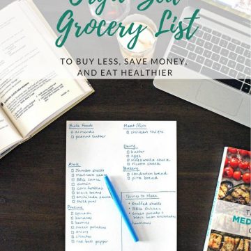 Making an organized grocery list is the key to saving money and eating healthier! You can buy less, waste less, and eat at home more frequently with these tips.