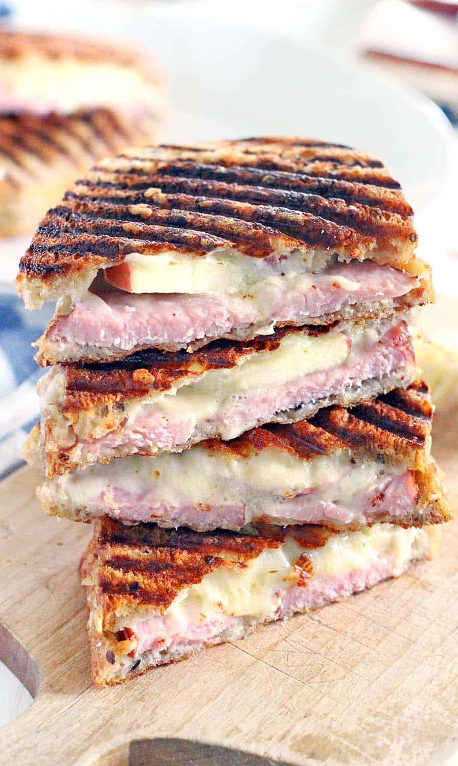 These ham, apple, and swiss panini are the perfect fall sandwich! Use up leftover ham from the holidays and take advantage of the crisp apples the season has to offer.