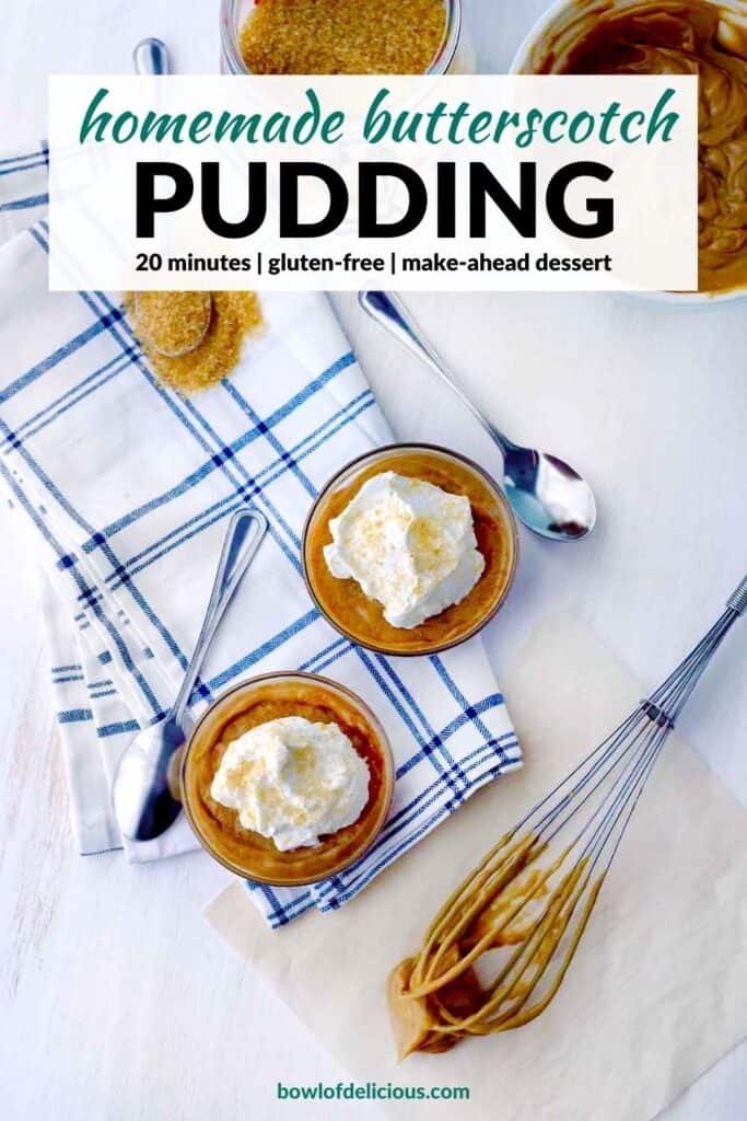 Pinterest image for butterscotch pudding.