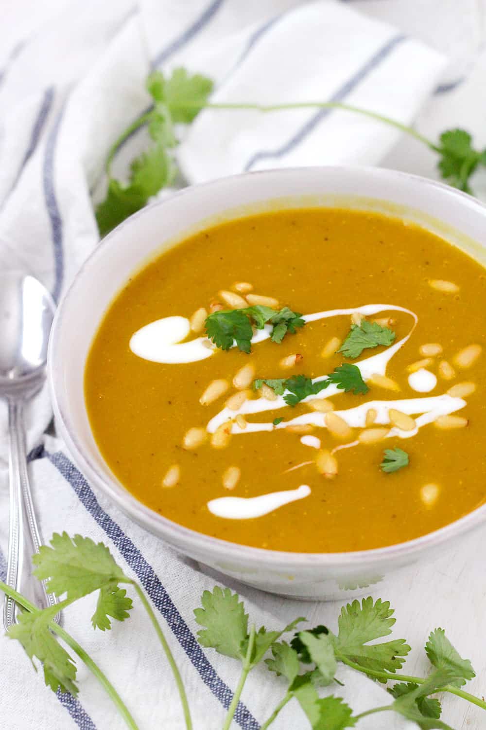 This vegan, nutrient-packed Butternut Squash and Red Lentil Soup recipe is easy, delicious, and packed with fiber, protein, and vitamins. Turmeric adds a warm, peppery flavor as well as immune-boosting properties.