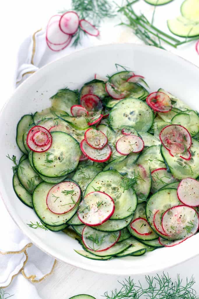 Tangy Cucumber and Radish Salad with Dill - Bowl of Delicious