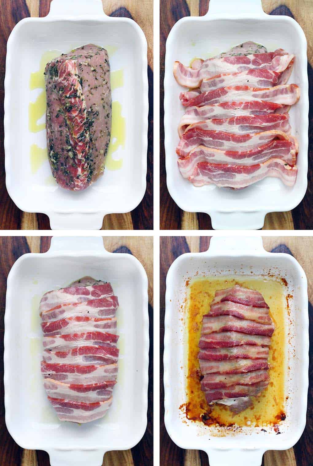 How to wrap a pork loin in bacon