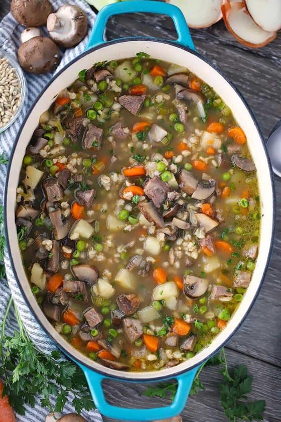 Beef Barley Soup with Mushrooms