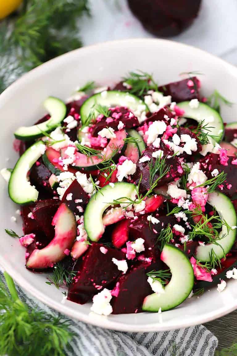 Beet Salad with Feta, Cucumbers, and Dill Bowl of Delicious