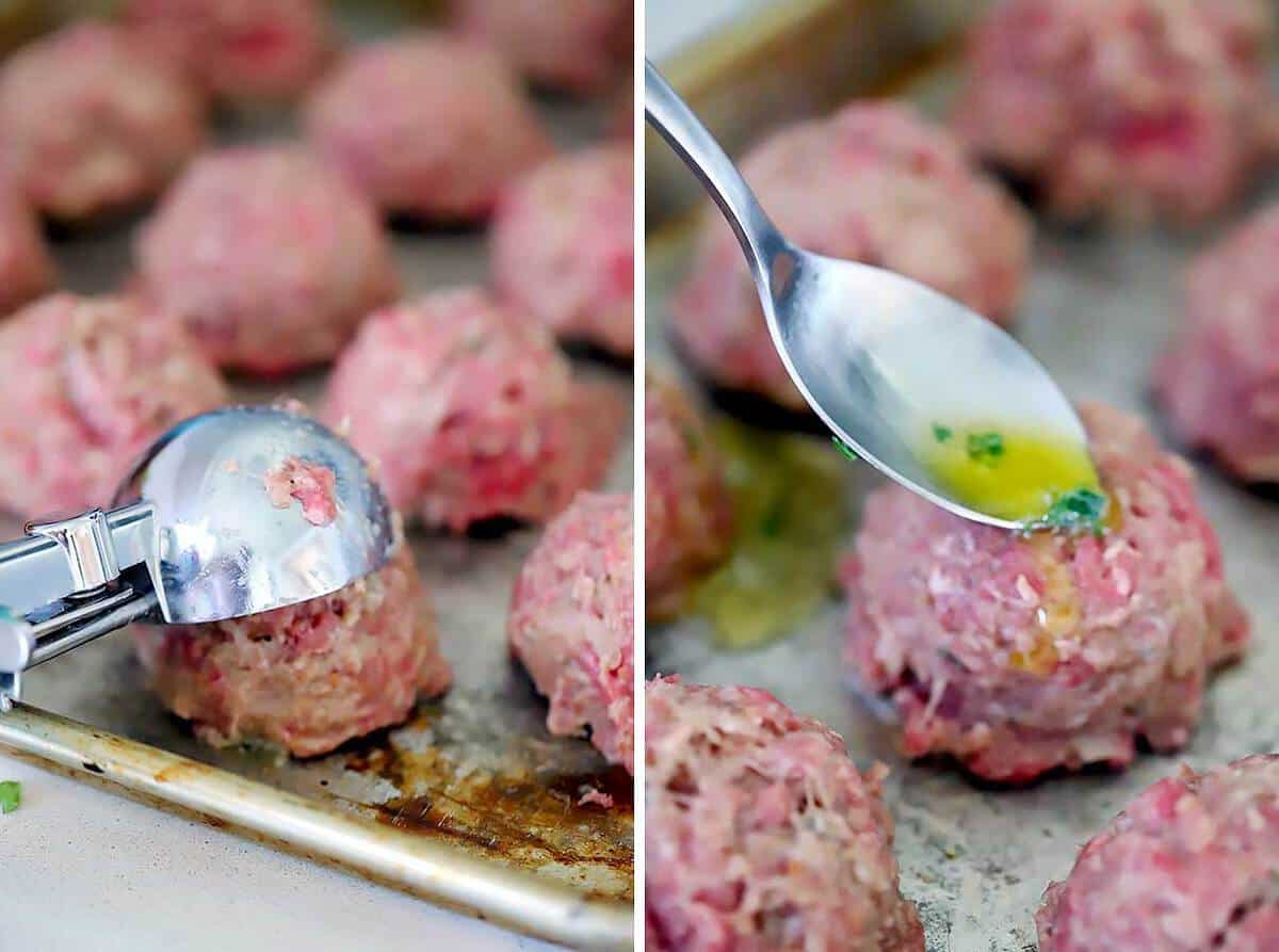 How to use a disher scoop to make meatballs