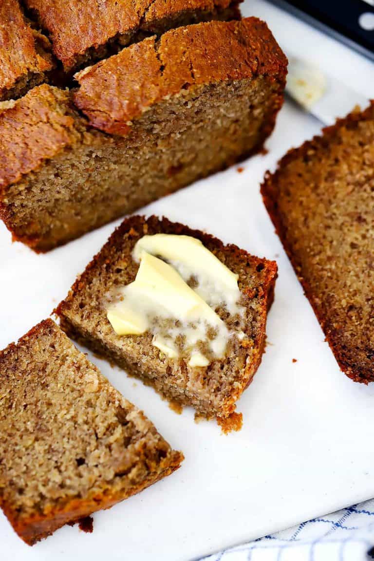 Ultra-Moist Healthy Banana Bread (made with Olive Oil) - Bowl of Delicious