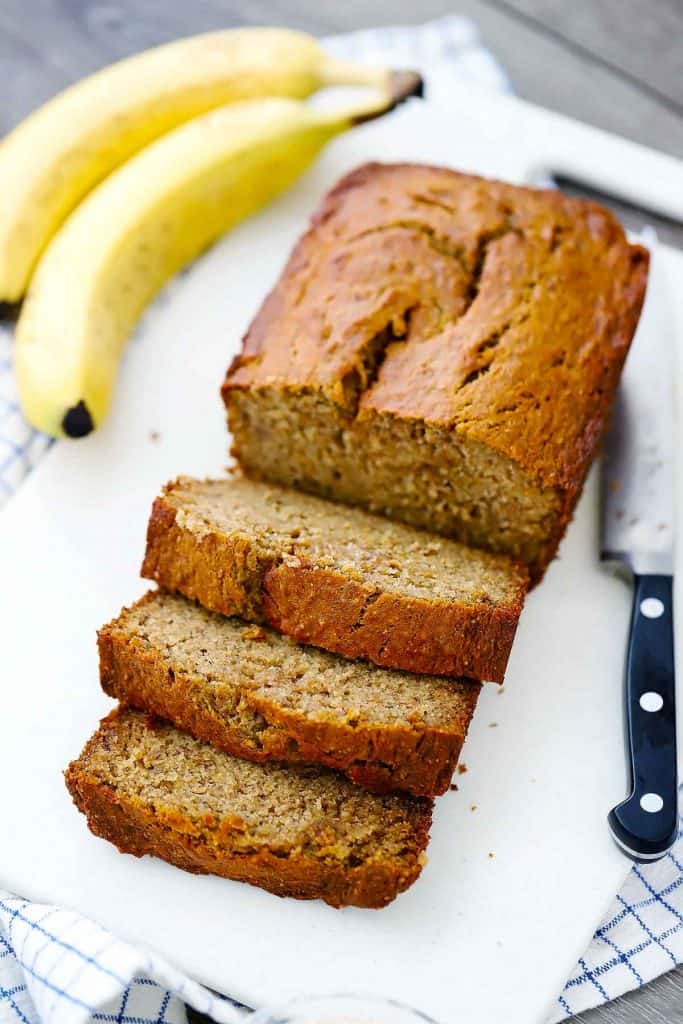 Ultra-Moist Healthy Banana Bread (made with Olive Oil) - Bowl of Delicious