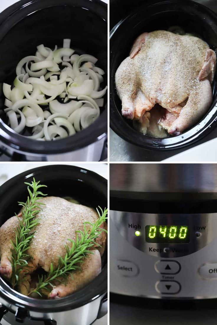 How to Cook a Whole Chicken in a Slow Cooker - Bowl of Delicious