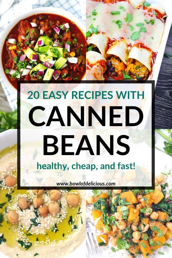 Pinterest image for easy canned bean recipes.