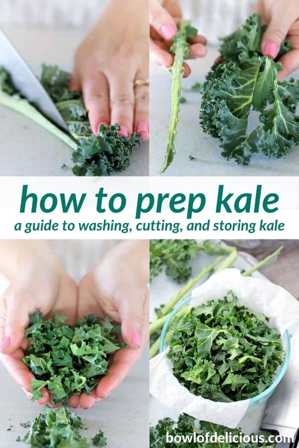 pinterest image for how to prep kale.