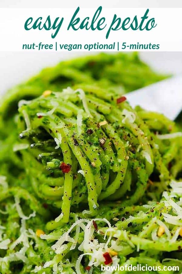 Pinterest image for kale pesto.