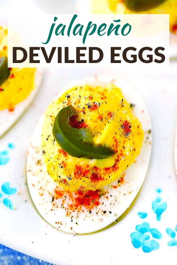 pinterest image for jalapeño deviled eggs