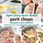 Pinterest image for oven baked pork chops.