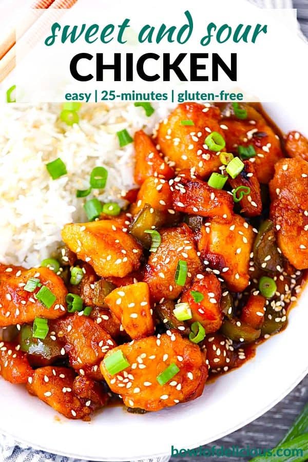 Pinterest image for sweet and sour chicken.