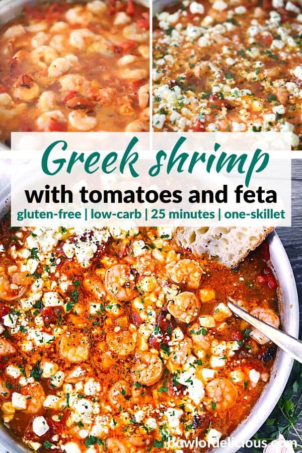 Pinterest image for Greek Shrimp.