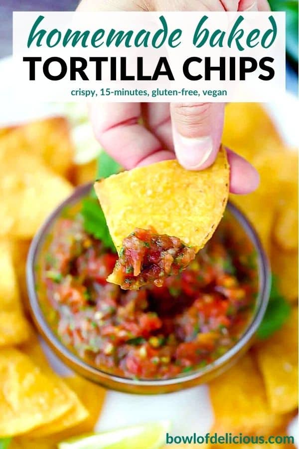 Pinterest image for homemade tortilla chips.