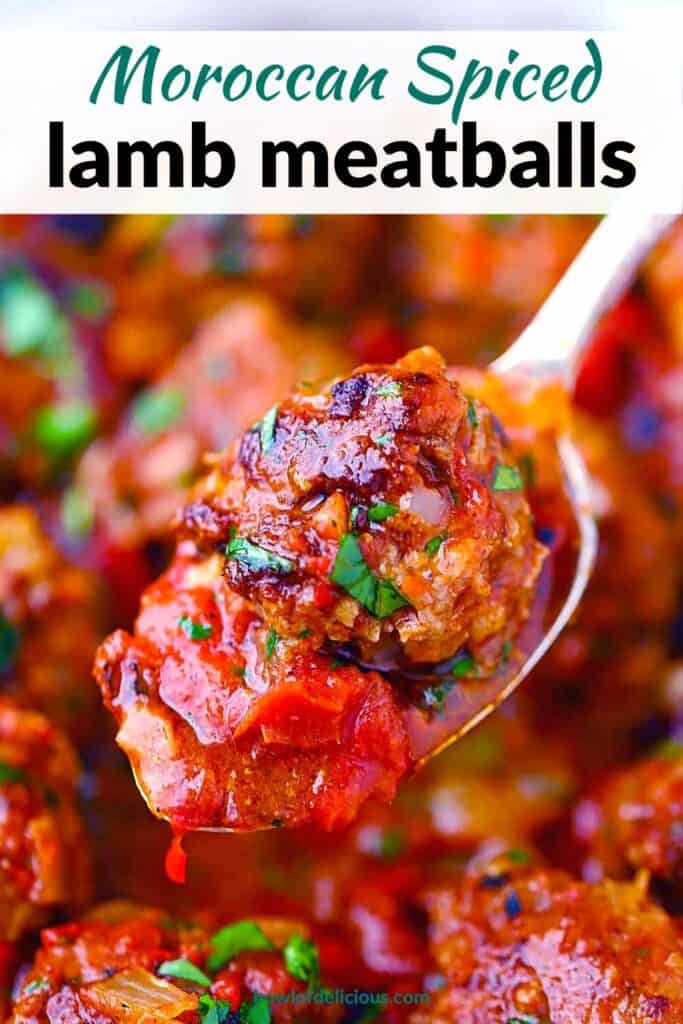 Pinterest image for Moroccan Lamb Meatballs.