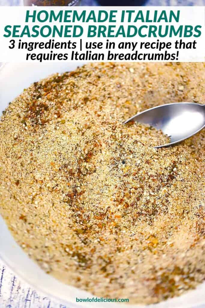 Pinterest image for homemade Italian Bread Crumbs.