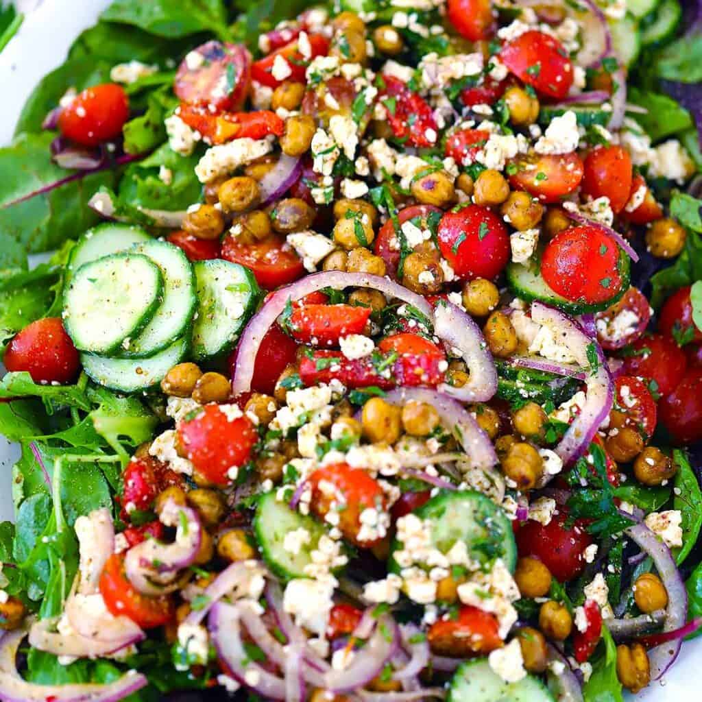 Za'atar Roasted Chickpea Salad Bowl of Delicious