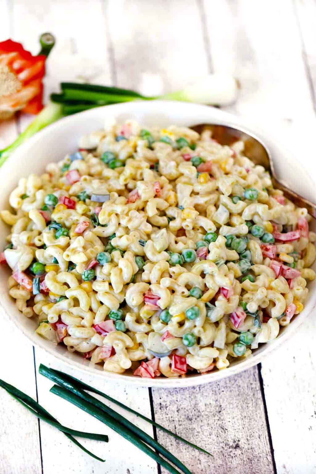 Classic Macaroni Salad with Pickles - Bowl of Delicious