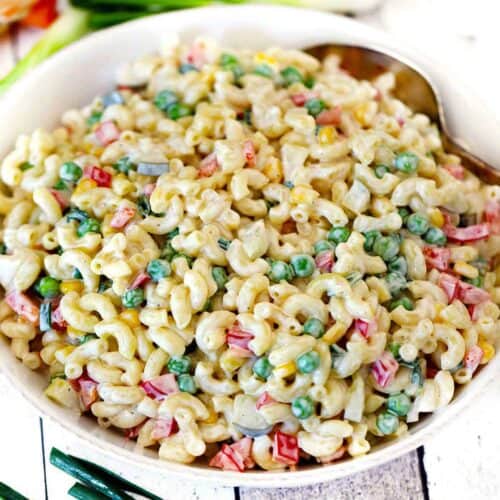 Classic Macaroni Salad with Pickles Bowl of Delicious