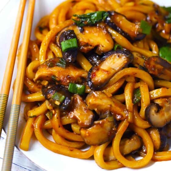 Udon Noodle Stir Fry with Mushrooms