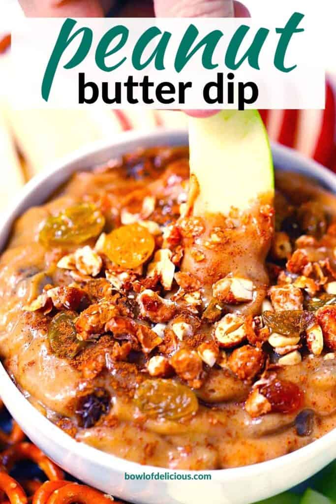 Pinterest collage image for peanut butter dip.