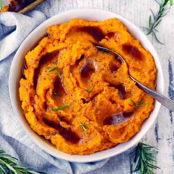 Brown Butter and Maple Butternut Squash and Sweet Potato Mash