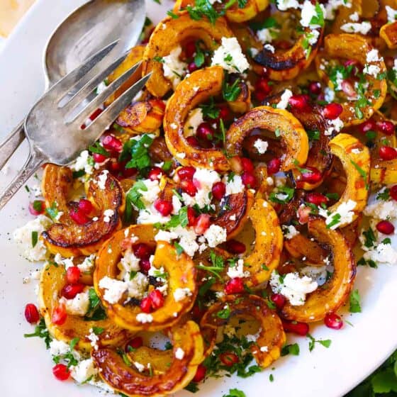 Maple Roasted Delicata Squash with Goat Cheese