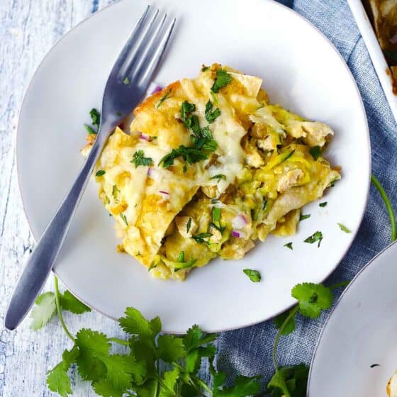 Green Chicken Enchilada Casserole